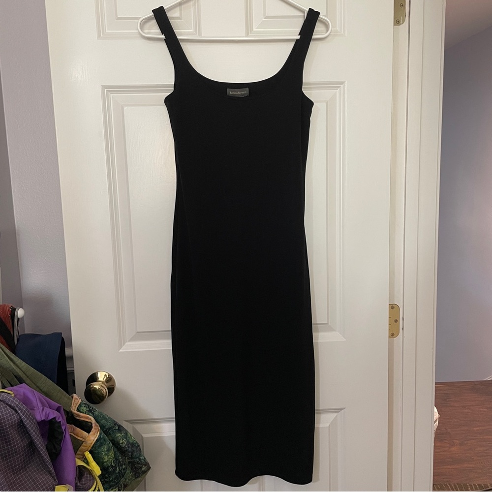 Banana Republic Black Sheath Midi Dress